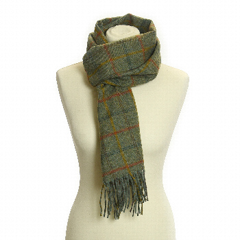 Фото английского пледа Шотландский шарф из шерсти ягнёнка Lambswool Scarf Check Sage. Пледы из овечьей шерсти..