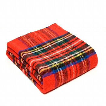 Фото английского пледа Шотландский шерстяной плед Tartan - Royal Stewart (без бахромы).. Пледы из овечьей шерсти..